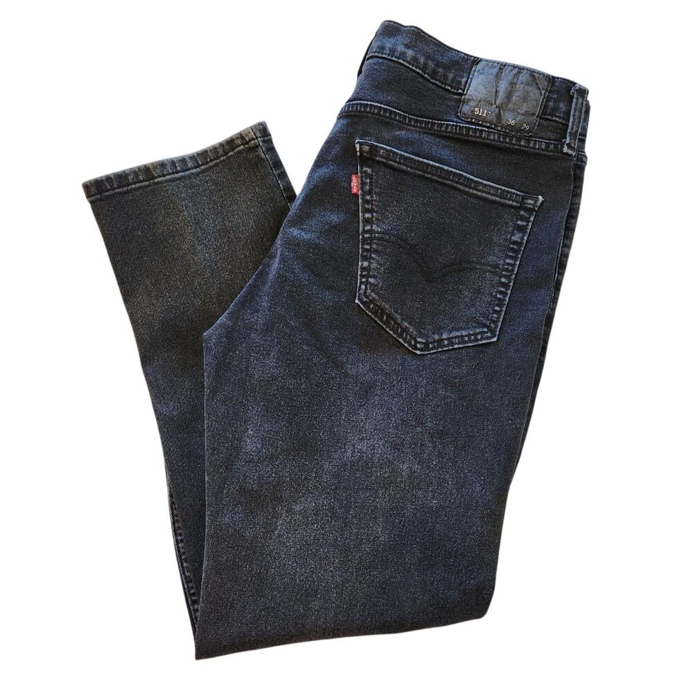Levi’s 511 Men's Size 36x29 Black Denim Jeans Silver Tab Straight Leg Mid Rise